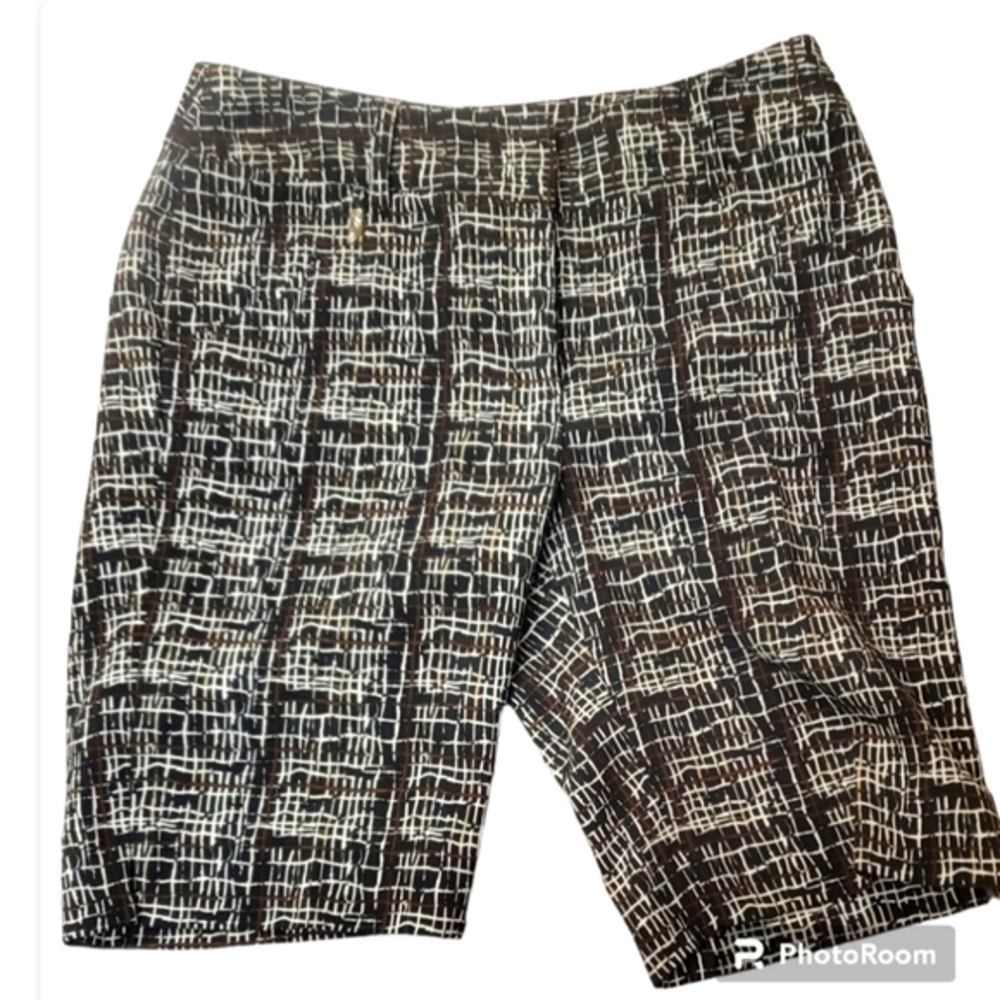 SPORT HALEY golf size 2 womens brown/black striped straight‎ shorts with pockets